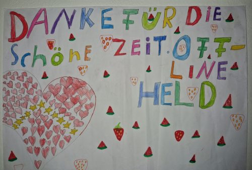 Buntes Dankesplakat einer Schulklasse